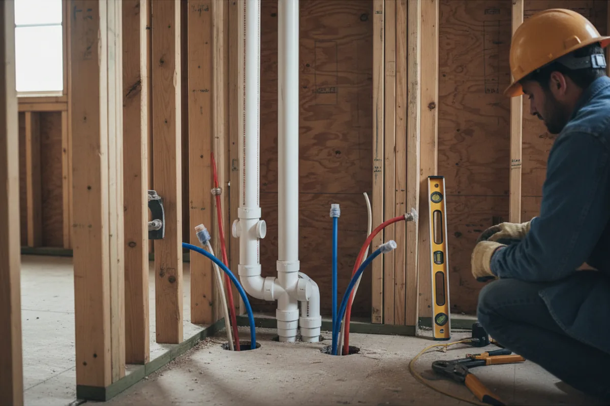 Drain and supply rough-in during Leak Detection in Bertram